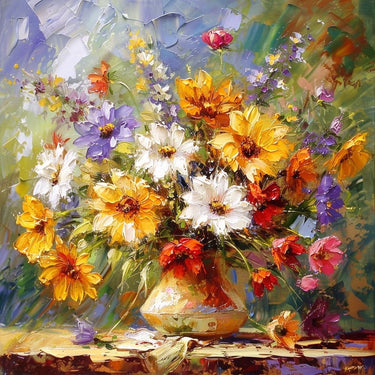 Abstract Flower Oil Canvas on Canvas